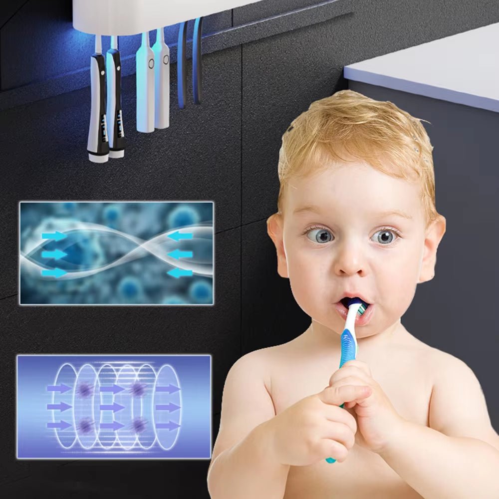 UV Toothbrush Sanitizer Fan Drying Function Suction Cup,Double Sterilization Convenient and Fast